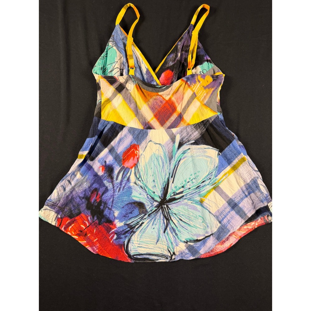 Jams World Riviera Floral Plaid Rayon Cami Top Made in Hawaii Womens Small W619